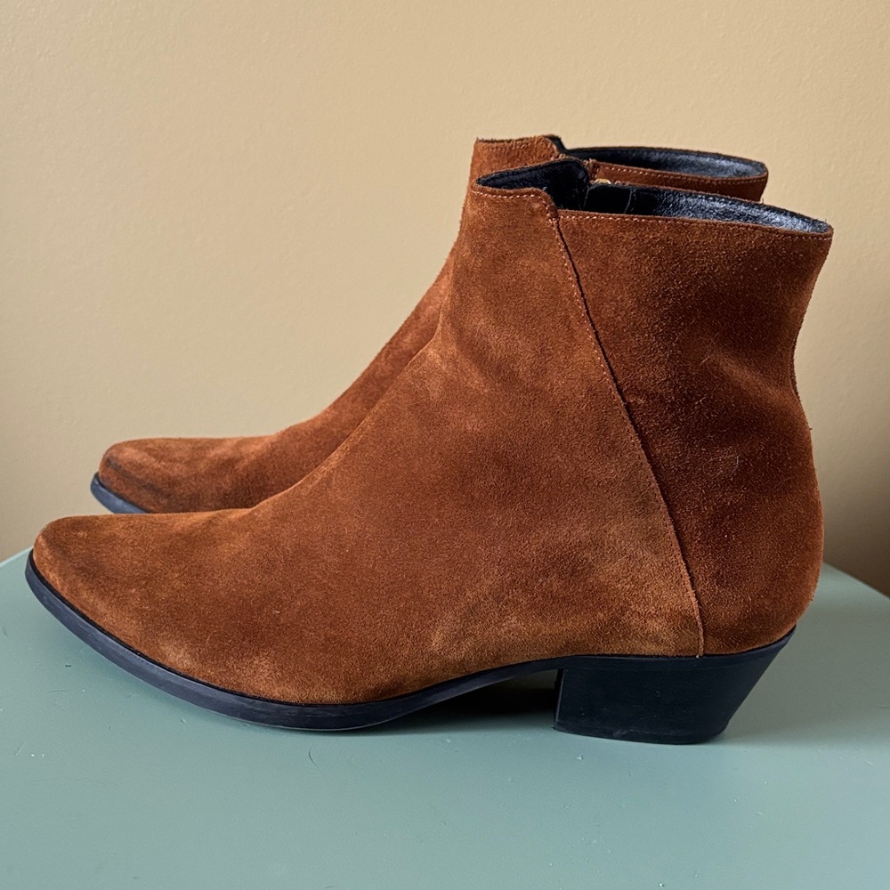 Women's Cognac Suede Ankle Booties Size 9 (40)